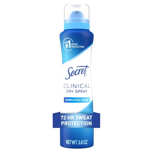 Secret Clinical Strength Dry Spray Antiperspirant Deodorant for Women, 3X Stress Protection, 72hr Sweat & Odor Protection, PH Balancing Minerals, Completely Clean Scent, 3.8 oz