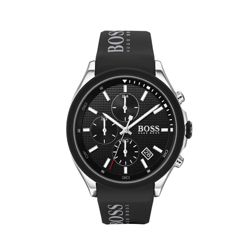 BOSS Men's Stainless Steel Quartz Watch with Silicone Strap, Black, 22 (Model: 1513716)