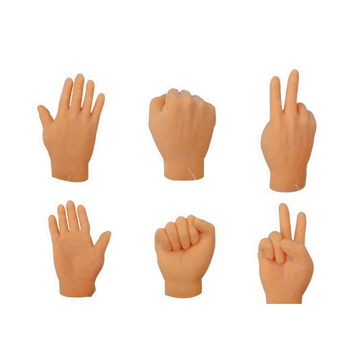 TheGag Finger-Hands Rock Paper Scissors Game Set of 6 Hands 2 of Each Tiny-Finger-Hand Realistic Feeling Soft Finger Puppets-Mini-Gag-Gift Stocking-Stuffer Really-Weird-Stuff