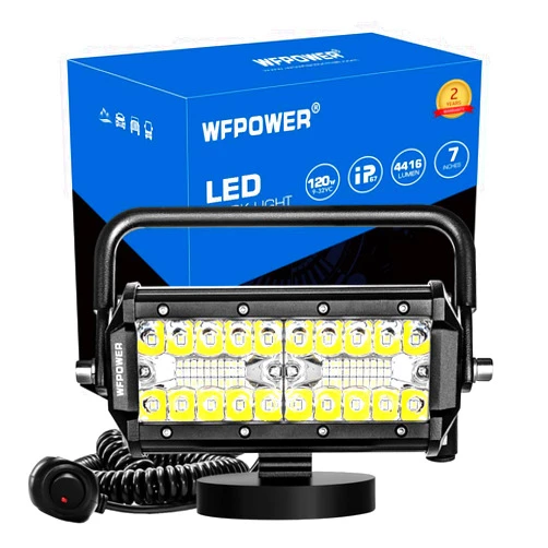WFPOWER Magnetic LED Work Light Bar, 48W LED Combo Beam Light Pod with Magnetic Base Mount, Portable LED Light Flood and Spot for Camping Car SUV Boat Bar Truck Driving Lamp Fog Lights