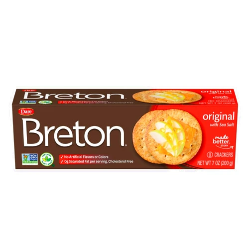 Dare Breton Crackers – Party Snacks with no Artificial Flavors and 0g of Trans Fat per Serving – Original, 7 Oz (Pack of 12)