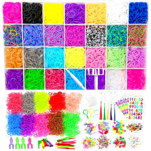 WIVOWI LOOM 19000+ Loom Bands in 38 Bright Colors for Rubber Bands Loom Bracelet Refill Kit with Special Upgrade Hook Accessories, Kids DIY Craft Set