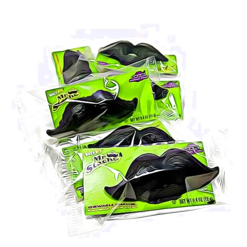 Vintage Candy Vending Wack-O-Wax Candy Sets - Wax Lips, Wax Fangs OR Wax Mustaches, Indiv wrapped, Set of 6 (Wax Mr. Stache)