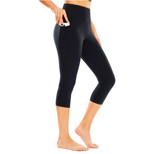 BALEAF Nuleaf Women's Stretch Capri Leggings with Pockets High Waisted Brushed Yoga Workout Athletic Tummy Control Capris 19