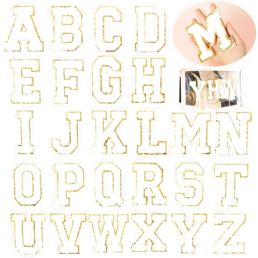 NICEVINYL Patches Letter Chenille for Clothing White: NICEVINYL Self-Adhesive 3inch Fuzzy Varsity Letters Stick on Patches 26Pcs