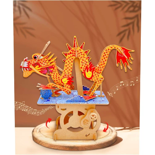 Ilo iló 3D Puzzles for Adults, DIY Mechanical Wooden Puzzle Model Kit for Adults & Teens, Building Sets for Kids 14+, Music Box Not Included, STEM Toys Brainteaser, Unique Gift, Decor, Dragon