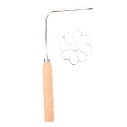 Luxshiny Rosette Bunuelos Mold Aluminum Waffle Molds Long Handle Frying Mold Metal Cookie Bunuelos Tool Funnel Cake Maker Cooking Stamp Maker for Home Kitchen Supplies