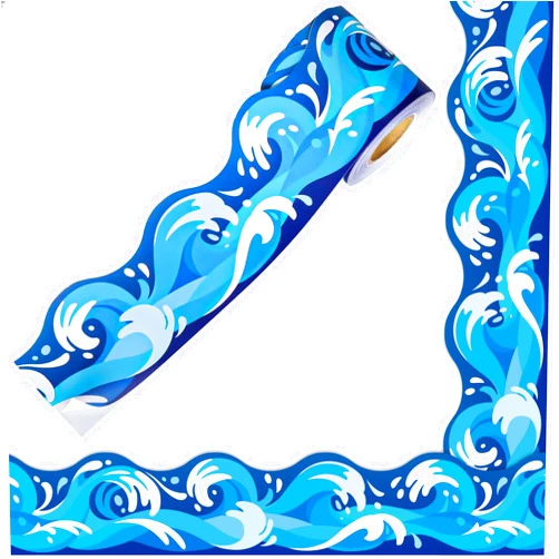 Whaline 66Ft Ocean Wave Bulletin Board Borders Sea Border Trim Stickers Roll for Summer School Classroom Office Chalkboard Party Decor