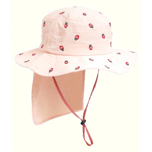 KMOLY Toddler Sun Hat，Kids UPF50+ Adjustable Waterproof Bucket Hat Swim Summer Embroidery with Neck Flap for Girl Boy Ages 3~8T