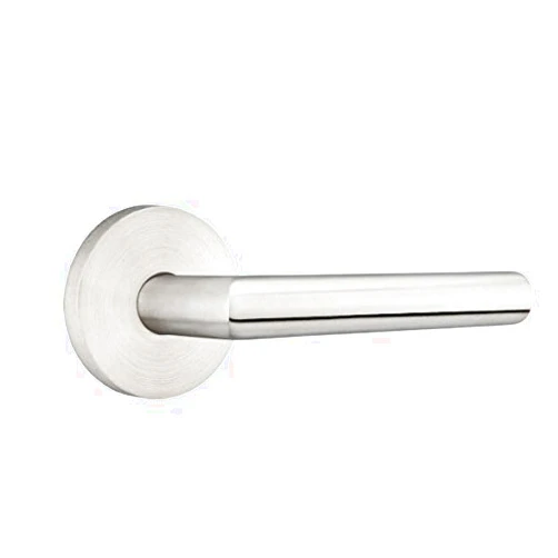 Emtek Passage, Disk Rosette, Stuttgart Lever, Brushed Stainless Steel, LH