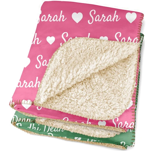 Happy Vibes Mall Personalized Sherpa Blankets for Babies, Toddlers, Kids, Adults with Name - 36 Colors, 36 Icon Options - Customize Your Unique Blanket