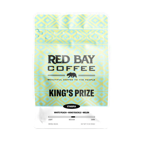 Red Bay Coffee King's Prize Ethiopian Coffee Beans - Medium Roast Ethiopian Yirgacheffe Coffee - Fresh Whole Bean Coffee - Single Origin Coffee Beans - 12oz Resealable Pouch of Specialty Coffee Beans