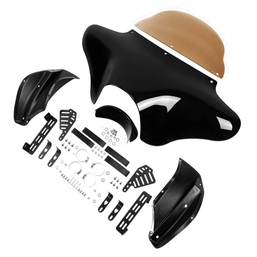 TCT-MOTORPARTS Matte Black Outer Batwing Fairing Windshield Windscreen Fit for Yamaha V Star 650 1100 Classic Harley Touring Road King Softail Deluxe Fatboy Heritage