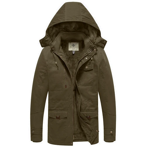 WenVen Men's Winter Thicken Cotton Parka Jacket Warm Coat with Removable Hood