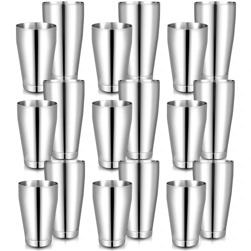 Dandat 16 Pcs Cocktail Shakers Professional Bar Shaker Boston Shaker Set Stainless Steel Martini Shaker Drink Mixer Basic Tools Shake Can Cocktail Shaker Set for Bartenders, 18oz, 28oz (Silver)