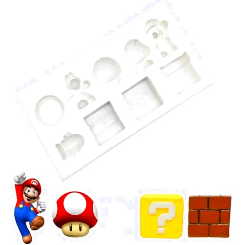 Gold INKU INKU 9-Cavity Super Mario Fondant Molds Silicone Candy Mold, Baking Cake Decorating Mold Tools For Cupcake Chocolate, Ice Cube & Clay