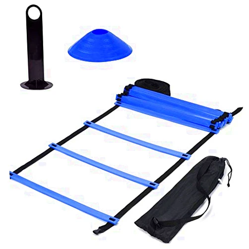 Dilwe Speed Agility Train Kit, 19Ft Flat Ladder + 10pcs Disc Cones Speed Training Ladder with Storage Bag for Athletic Training