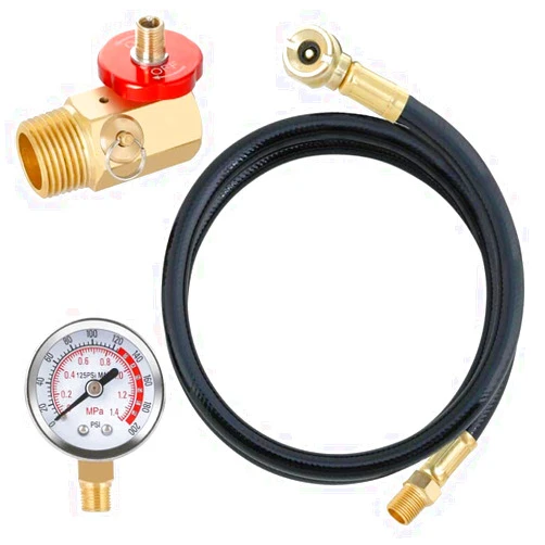 Hromee Air Tank Repair Kit w/Safety Valve, Pressure Gauge and 4 Feet Air Tank Hose Assembly kit for Portable Carry Tank