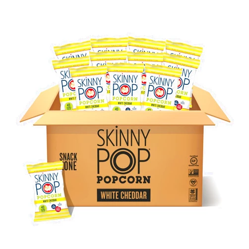 SkinnyPop Popcorn, Gluten Free, Non-GMO, Healthy Snacks, Skinny Pop Dairy Free White Cheddar Popcorn, 1oz Individual Size Snack Bags (12 Count)