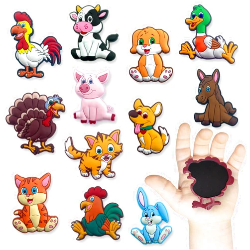 ACROFEK Fridge Magnets for Toddlers 1-3, ACROFEK 12 PCS Cute Animal Fridge Magnets, Soft Rubber Refrigerator Magnets for Kids, Great Educational Toys Toddler Magnets Learning Gift