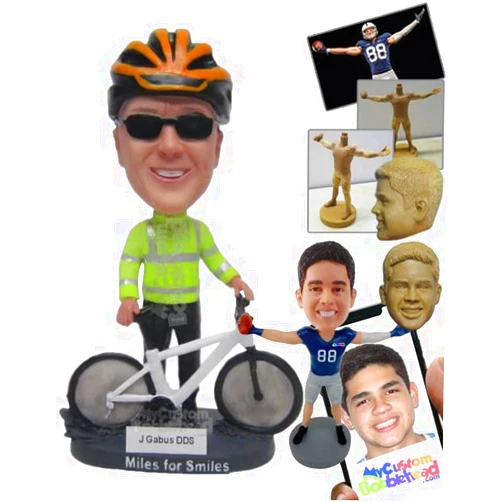 MyCustomBobblehead.com Custom Bobblehead Male Cyclist with A Mountain Bike - Sports & Hobbies Cycling Personalized Bobblehe