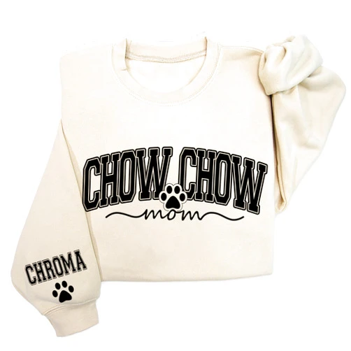 HHLYN14 Personalized Dog Mom Sweatshirt, Custom Pet Name, Custom Dog Lover Gift for Women, Cute Pet Mom Sweater