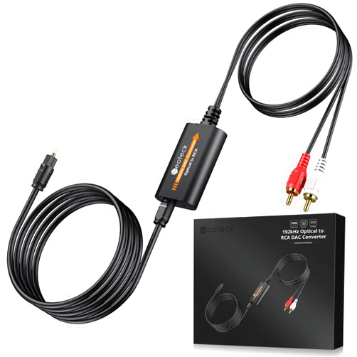 Neoteck 192kHz DAC Converter 7ft/2.1m Optical to RCA Cable SPDIF to RCA Digital to Analog Converter with Built-in Audio Amplifier Chipset for HDTVs Set-Top Boxes DVD/Blu-Ray Players-Male Output