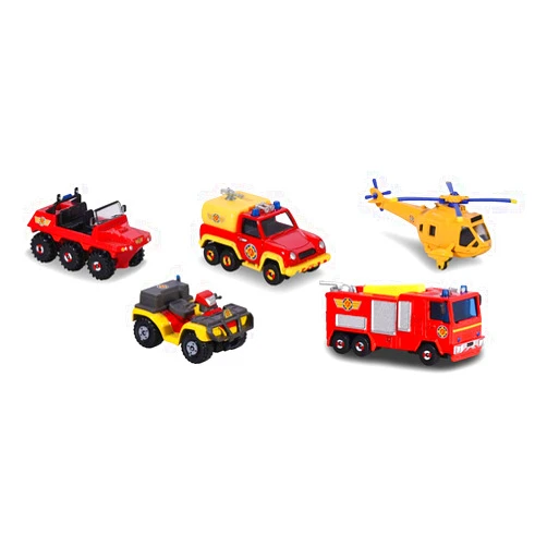 Majorette Dickie Fireman Sam 203094002038 5-Piece Metal Gift Set with 5 Vehicles, Red / Yellow