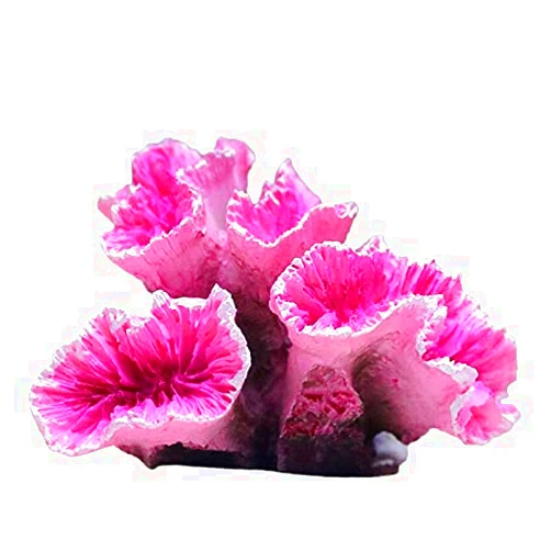 Touker Aquarium Artificial Coral Reef Decoration, Colorful Resin Coral Flower Ornaments, Vivid High Simulation Coral Plant Decor for Fish Tank Landscape Scenery (Pink)