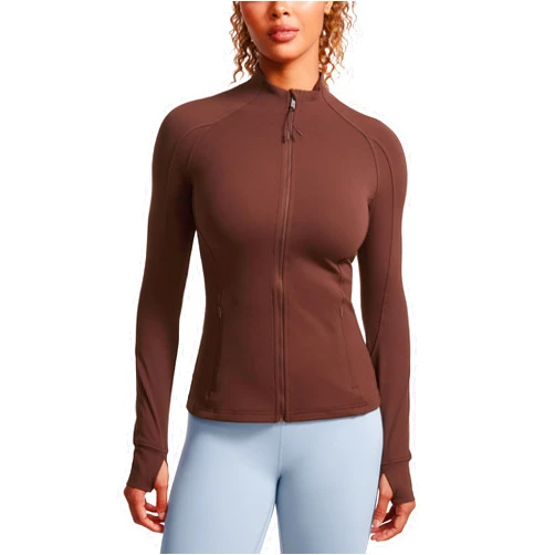 CRZ YOGA Butterluxe Womens Full Zip Workout Jackets Slim Fit Track Athletic Zip Up Jacket with Thumb Holes