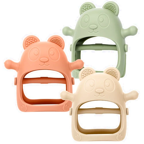 Eascrozn 3 Pack Baby Teething Toys 3 Months+, Silicone Teething Mitten for Babies Anti Drop Wrist Hand Teether, Baby Chew Toys for Sucking Needs