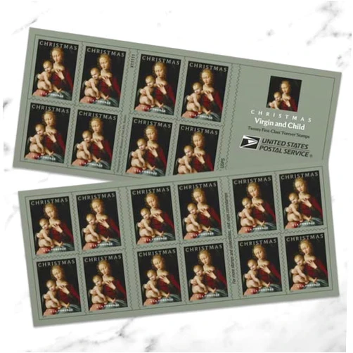 United States Postal Service Christmas Virgin and Child (Booklet of 20) First-Class Mail Forever Postage Stamps 2022 Scott 5721