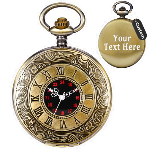 Tiong Pocket Watch Hollow Blue Star Design Roman Numerals Quartz with Chain Christmas Birthday Gifts