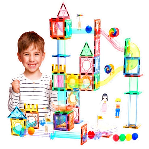 SMART DEPO TOYS Smart Toys 109 PCS Marble Run Magnetic Tiles Building Blocks STEM Building & Learning Educational Construction Maze Marbles Race Track Magnets Toys Toy Play Set Game Kit Boys Girls Age 3 4 5 6 7 8+