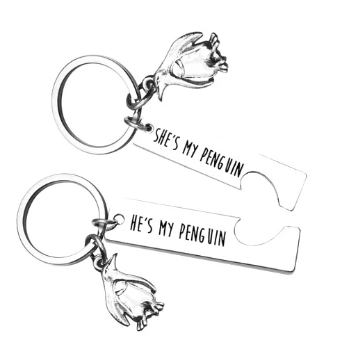 Vadaka Penguin Lover Keychain Gifts she's my Penguin He's my Penguin Couple Keychain Gifts for Girlfriend Boyfriend Matching Couple Keychain Set Personalized Couples Jewelry Gift for Christmas Wedding