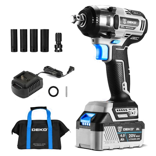 DEKOPRO Impact Wrench Cordless Impact Wrench 1/2 inch Impact Driver Brushless Motor Impact Gun High Torque 295 ft lbs (400N.m) with 4.0A Li-ion Battery and Fast Charger