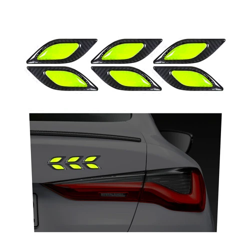 Dickno 6PCS 3D Strong Reflective Stripe Sticker, High Intensity Car Night Visibility Safety Warning Protective Decal, Universal Car Bumper Reflective Stickers, Vehicle Exterior Decor (Black & Green)