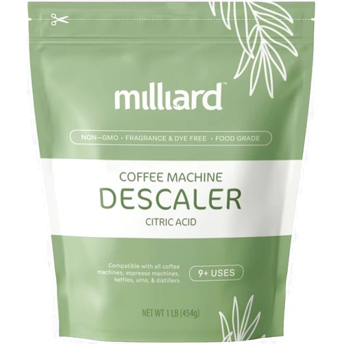 Milliard Descaler Powder - Coffee & Espresso Machine Descaling Cleaning Solution For Use With Keurig, Breville, Nespresso, Delonghi & More (1 lb, 9 Uses)