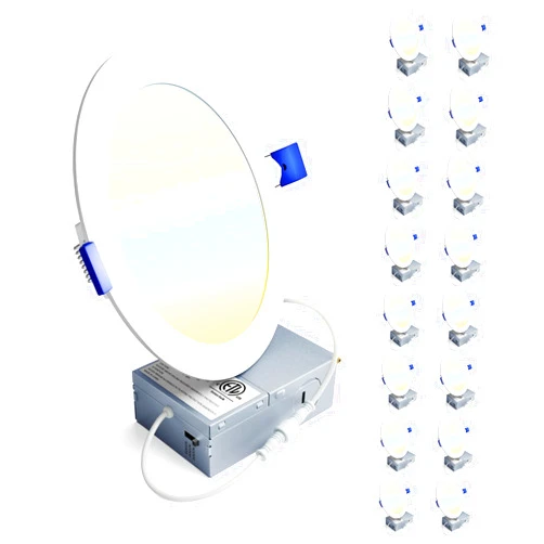 Ensenior 16 Pack 6 Inch LED Recessed Ceiling Light, Dimmable, 3000K-5000K 3CCT, 1050LM 12W 120V, High Brightness Canless Wafer Downlight - ETL&FCC&IC