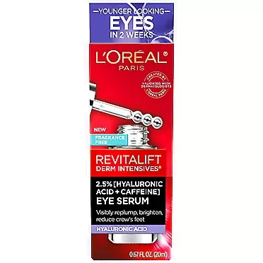 L'Oreal Paris Revitalift Derm Intensives Hyaluronic Acid + Caffeine Hydrating Eye Serum, 0.67 Fl. Oz.