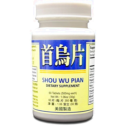 Lao Wei Fleeceflower Combo - Shou Wu Pian Herbal Supplement Helps Calm The Mind 500mg 60 Tablets Made in USA