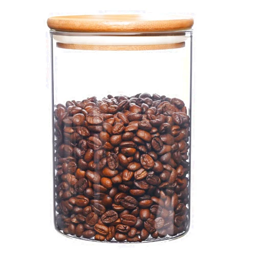 Umieo Glass Food Storage Containers with Bamboo Lids Large Glass Food Storage Jars for Coffee Bar Tea Sugar (‎Clear Glass)