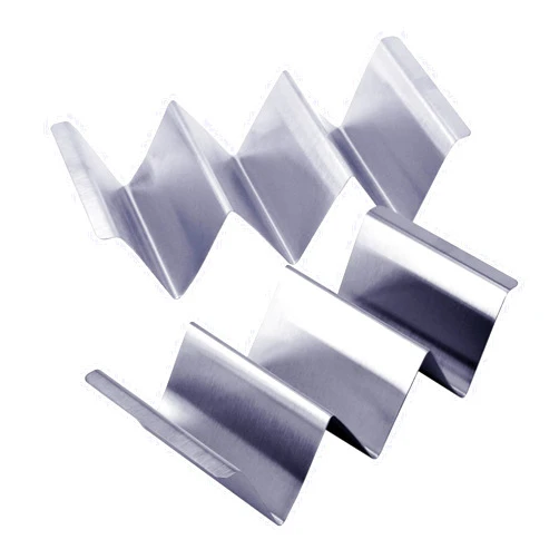 Mugtel Taco Holder Stainless Steel Taco Stand with Handle Taco Holders Rack Trays for 3 Tacos Oven Grill and Dishwasher Safe Set of 2