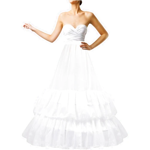 MeiLiMiYu Full Shape Hoop Skirt 2 Ruffles Layers Ball Gown Petticoat Underskirt Slip for Wedding Dress (White)
