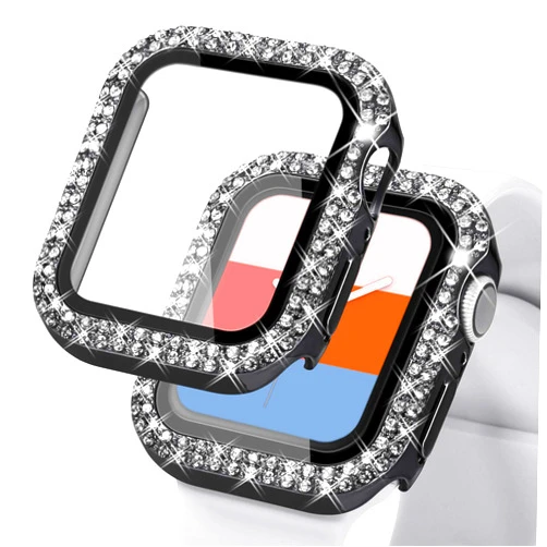 KADES Compatible for Bling Apple Watch Protective Case with Built-in Screen Protector for Apple Watch 44mm iWatch Series SE SE2022 6 5 4 (44mm, Black)