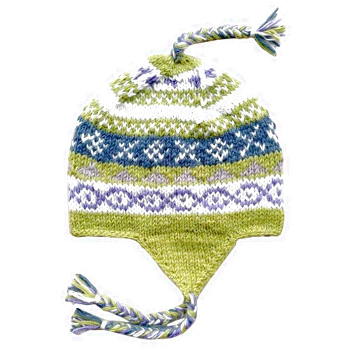 THE COLLECTION ROYAL Woolen Fleece Lined Fair Isle Knitted String Ear Flap Beanie Sherpa Christmas Beanie Hat