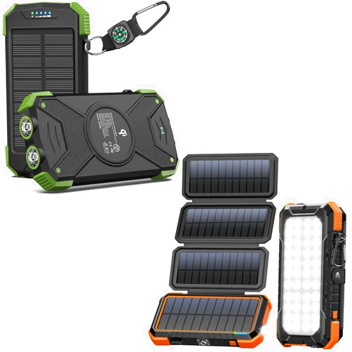 BLAVOR 2 Pack of Solar Chargers, 10,000mAh Solar Power Bank for Daily Use Plus 20,000mAh Solar Panel Charger for Outdoor Use