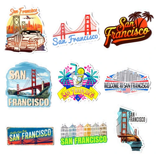Tellegloww 18 Pcs San Francisco Fridge Magnet Magnetic City Refrigerator Stickers Metal San Francisco Souvenir Gifts Refrigerator Magnets Home Decoration Accessories