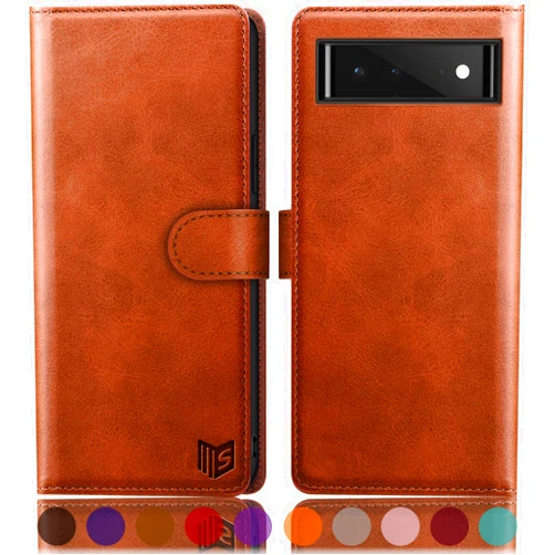 SUANPOT for Google Pixel 6A(Non Pixel 6/6Pro) Wallet case 【RFID Blocking】 Credit Card Holder, Flip Folio Book PU Leather Phone case Shockproof Cover Women Men for Pixel6A Phone case (Light Brown)