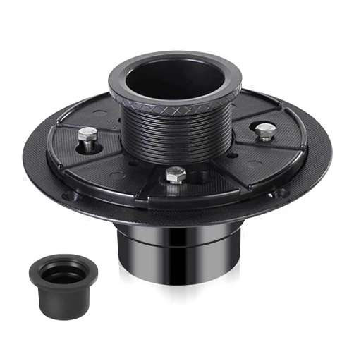 BARONAGE Shower Drain Base Flange Kits ABS Base, 2 Inch Adjustable Thread Adapter with Rubber Gasket for No Hub Linear & Square Drain Installation
